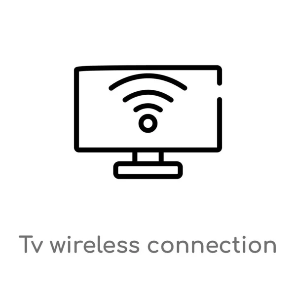 Umreißen Drahtlose Verbindung Vektor Symbol Isolierte Darstellung Schwarzer Einfacher Linien — Stockvektor