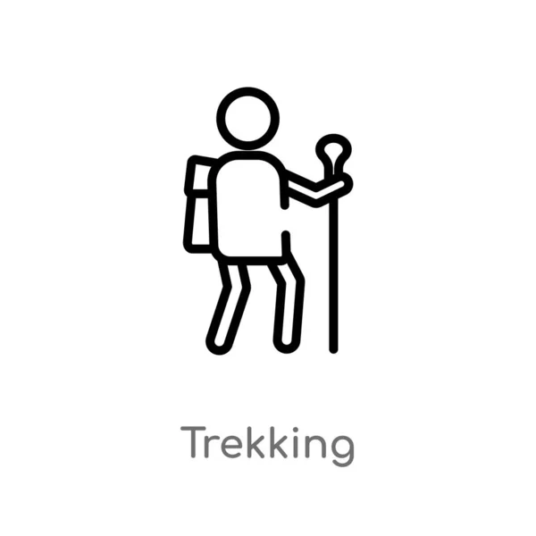 Contorno Trekking Vector Icono Aislado Negro Simple Línea Elemento Ilustración — Archivo Imágenes Vectoriales