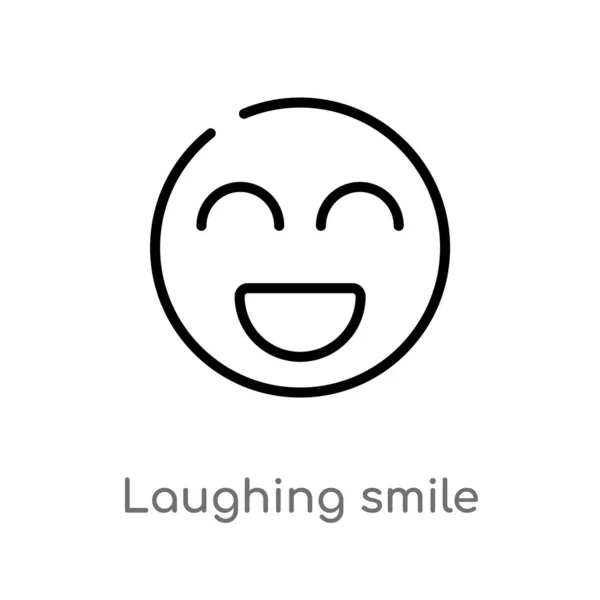 Contorno Sonrisa Sonrisa Icono Del Vector Elemento Línea Simple Negro — Vector de stock