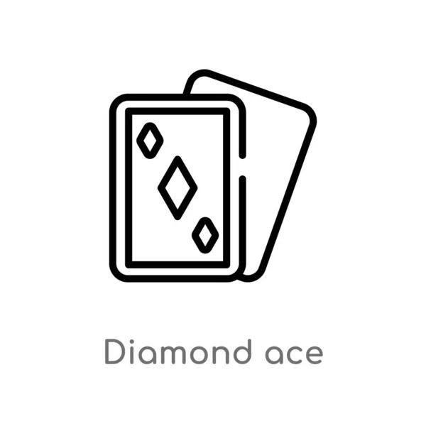 Contorno Diamante Asso Vettoriale Icona Isolato Nero Semplice Linea Elemento — Vettoriale Stock