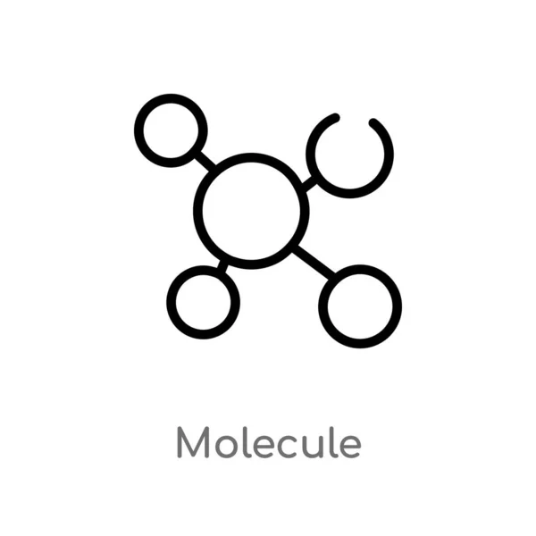 Kontur Molekyl Vektor Ikonen Isolerad Svart Enkel Linje Element Illustration — Stock vektor