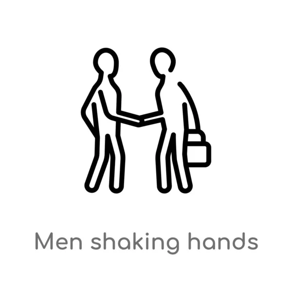 Umrissene Männer Beim Händeschütteln Isolierte Schwarze Einfache Linie Element Illustration — Stockvektor