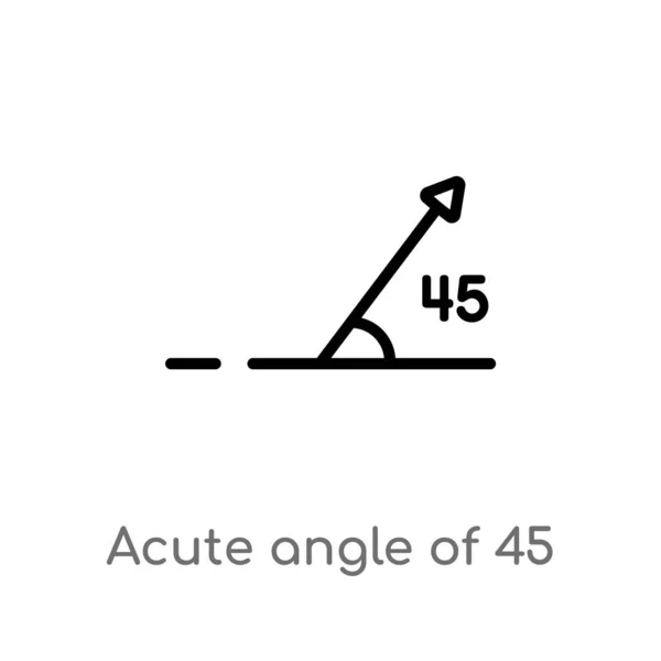 Outline Acute Angle Degrees Vector Icon Isolated Black Simple Line Stock Vector