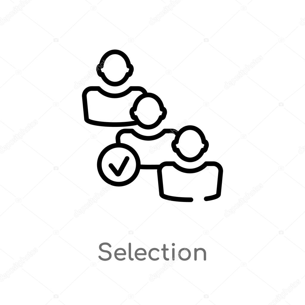 Outline selection vector icon. isolated black simple line element illustration from human resources concept. editable vector stroke selection icon on white background