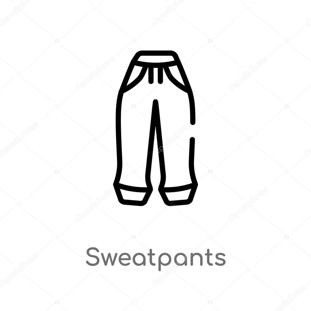 outline sweatpants vector icon. isolated black simple line element illustration from clothes concept. editable vector stroke sweatpants icon on white background