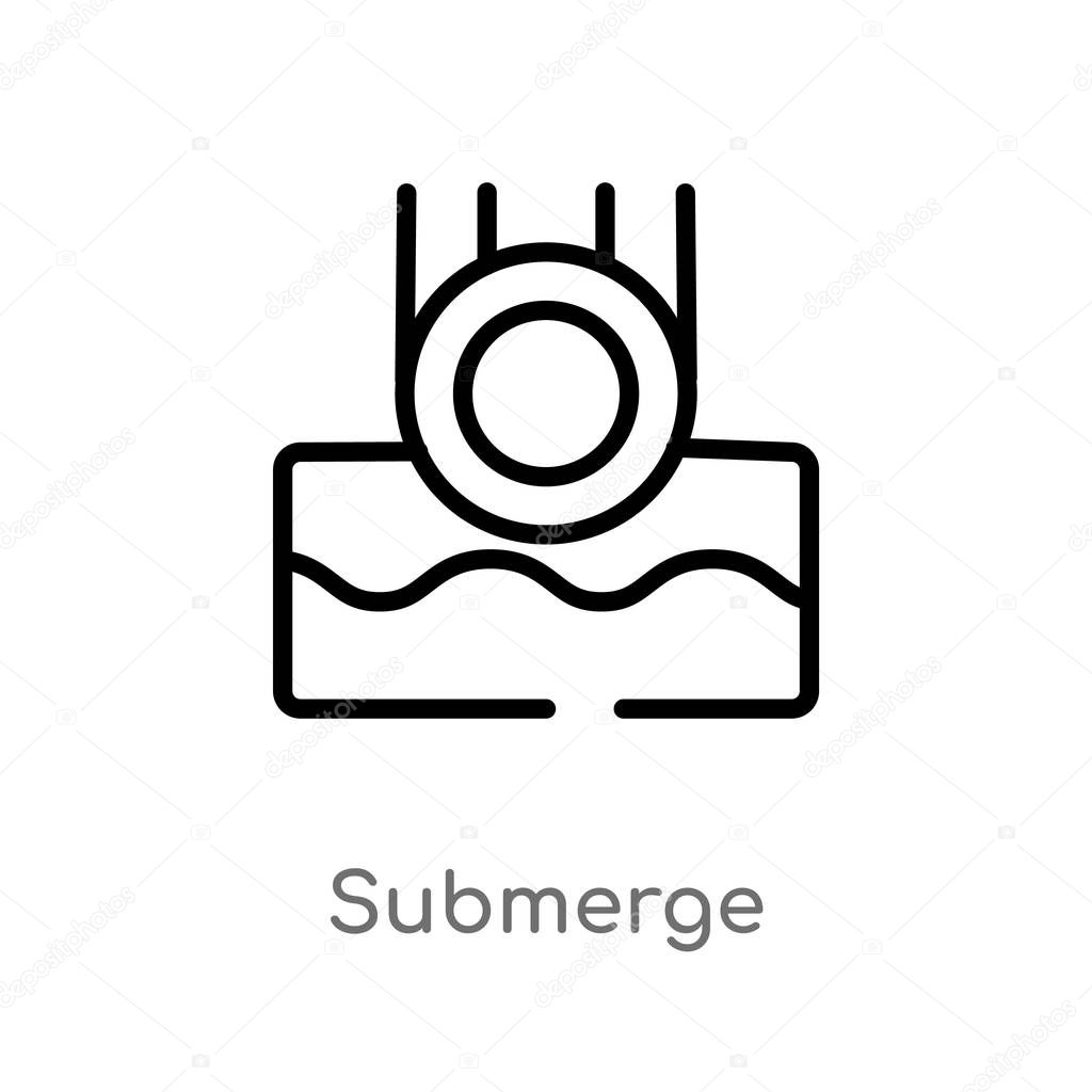 outline submerge vector icon. isolated black simple line element illustration from science concept. editable vector stroke submerge icon on white background