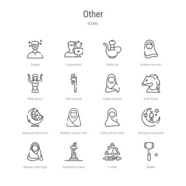 tokmak, 7 othe gibi 16 diğer kavram vektör hattı simgeleri kümesi