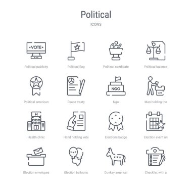 kontrol listesi gibi 16 politik kavram vektör çizgisi simgesi kümesi 