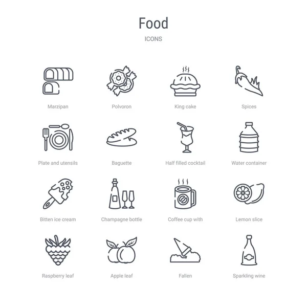 Set of 16 food concept vector line icons such as sparkling wine, — Stock Vector