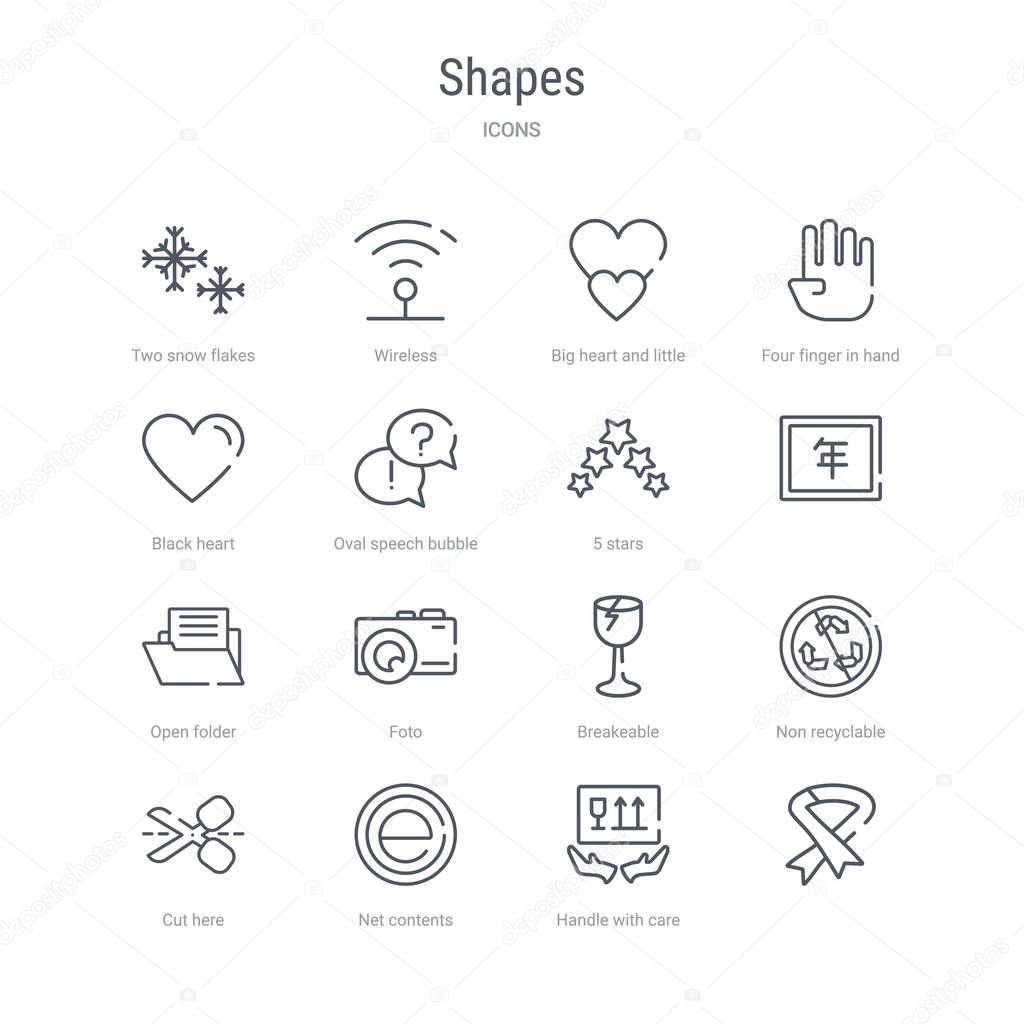 set of 16 shapes concept vector line icons such as  , handle wit