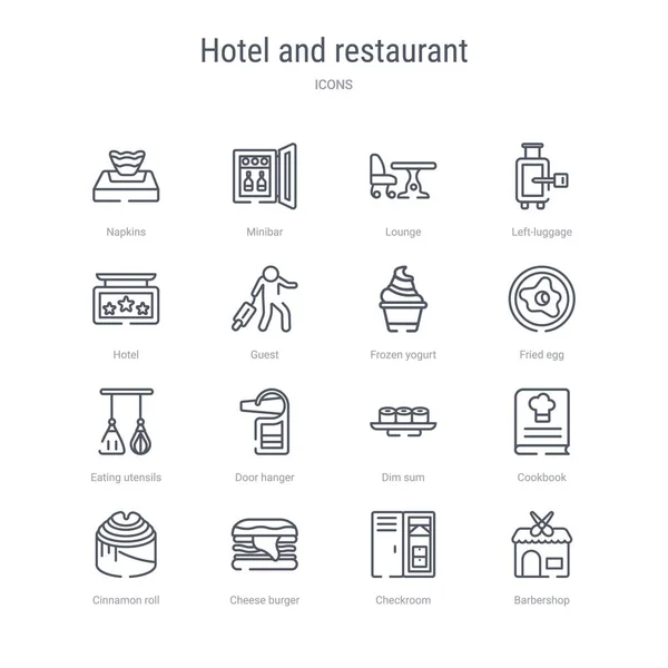 Ensemble de 16 icônes de ligne vectorielle de concept d'hôtel et de restaurant telles que — Image vectorielle