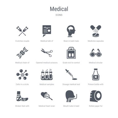 banyo, ağız için haddelenmiş kağıt gibi 16 vektör simgeleri kümesi 