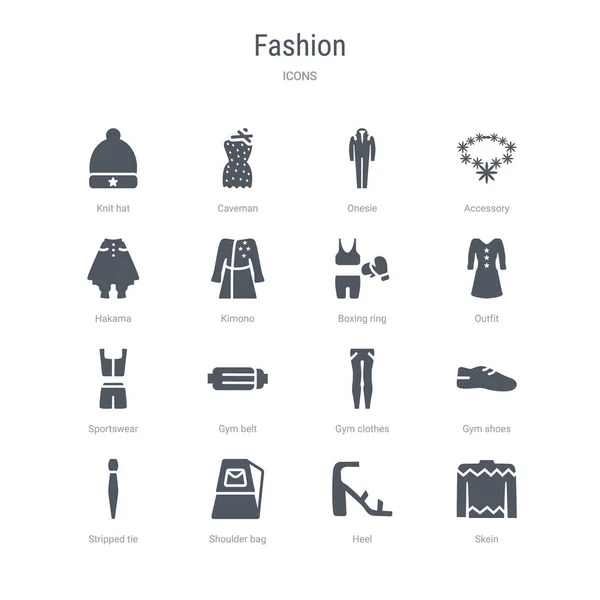 Conjunto de 16 ícones vetoriais, como novelo, calcanhar, bolsa de ombro, stripp —  Vetores de Stock