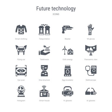 ar gözlük, vr gözlük, akıllı hou gibi 16 vektör simgeleri kümesi