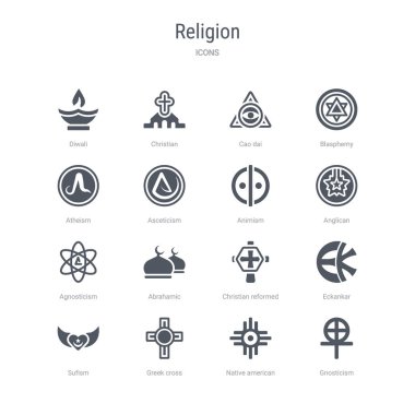 gnosticism, yerli Amerikan güneşi gibi 16 vektör simgeleri kümesi, 