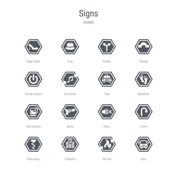 Conjunto de 16 iconos vectoriales como autobús, sin fuego, hospital, farmacia , — Vector de stock