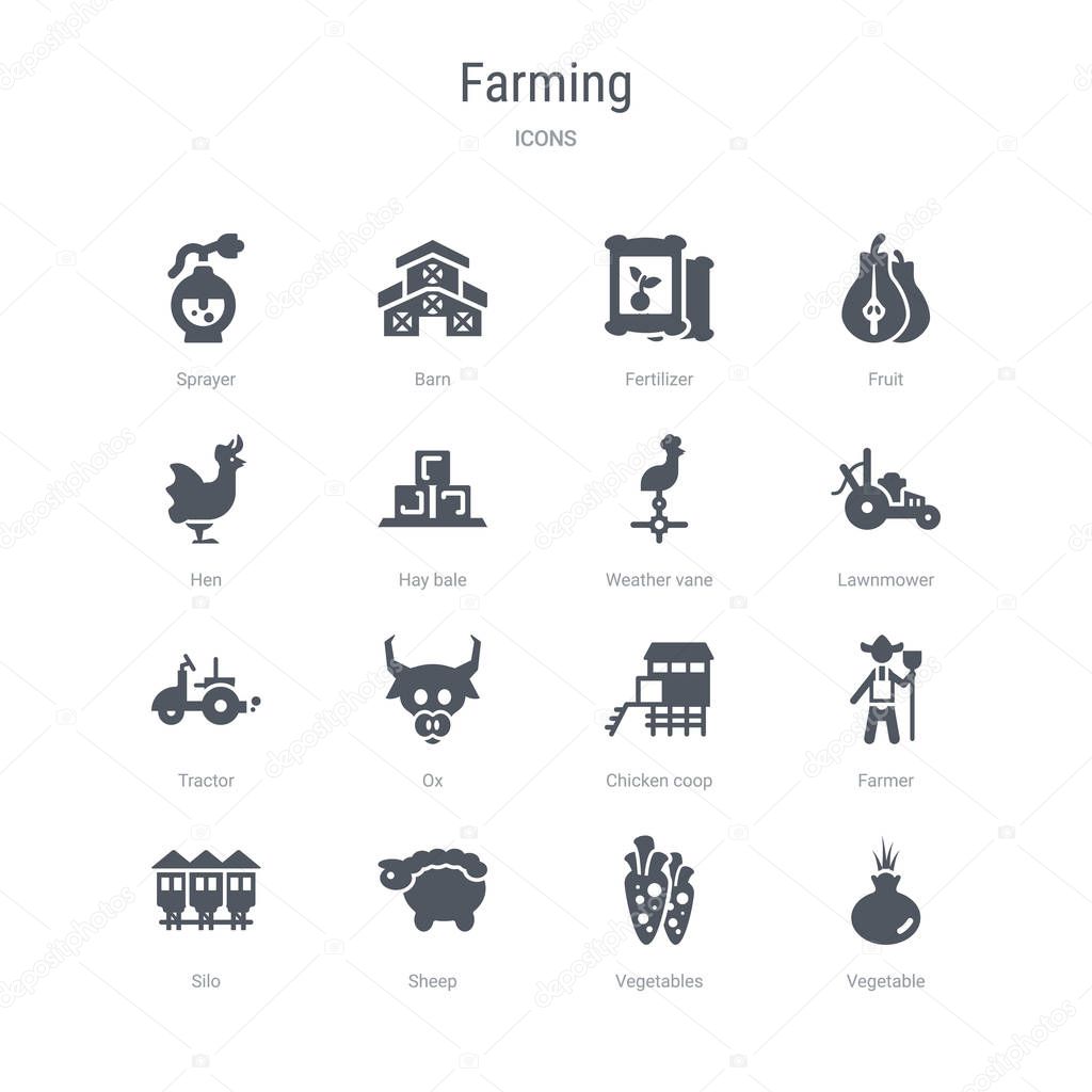 set of 16 vector icons such as vegetable, vegetables, sheep, sil