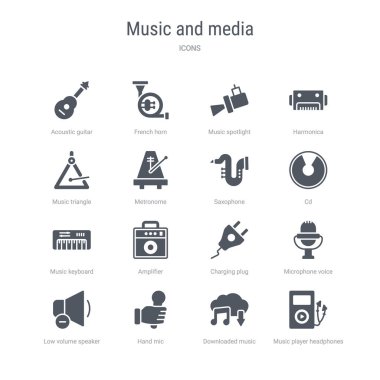 müzik çalar kulaklıklar gibi 16 vektör simgeleri kümesi, indir