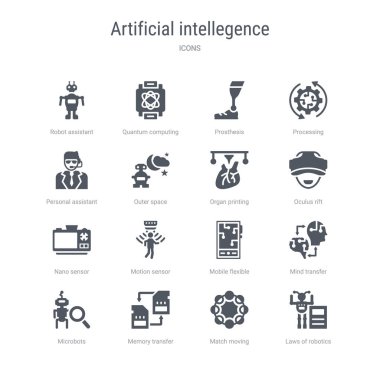 robotik yasaları, maç hareketli, m gibi 16 vektör simgeleri kümesi