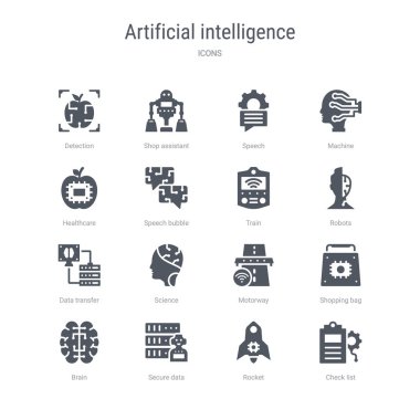kontrol listesi, roket, güvenli veri gibi 16 vektör simgesi kümesi, 