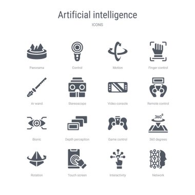 ağ, etkileşim, dokunma scr gibi 16 vektör simgeleri kümesi