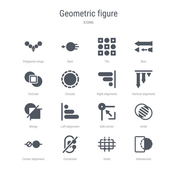 набор из 16 векторных значков, таких как пересечение, решетки, ограничение
, 