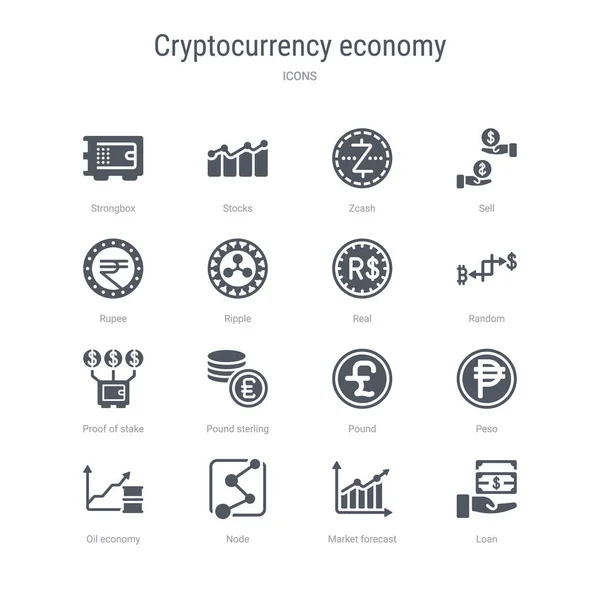 Conjunto de 16 iconos vectoriales como préstamo, pronóstico del mercado, nodo, petróleo — Vector de stock