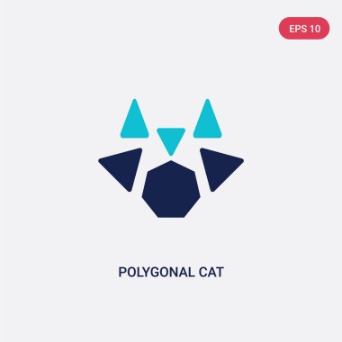 geometri kavramından iki renk çokgen kedi vektör simgesi. ısola