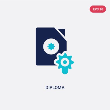 eğitim den iki renkli diploma vektör simgesi 2 kavram. Izole