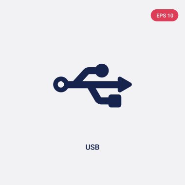 elektrian bağlantılar kavramından iki renkli usb vektör simgesi. bir