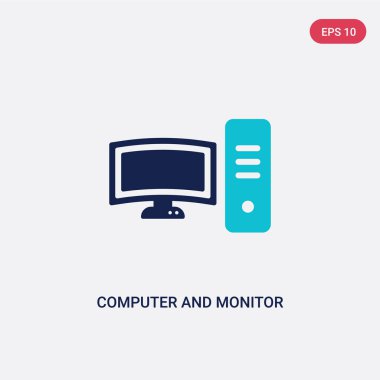 bilgisayarc iki renkli bilgisayar ve monitör araçları vektör simgesi