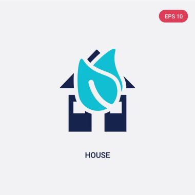 ekoloji kavramından iki renkli ev vektör simgesi. izole mavi 