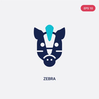 Afrika kavramından iki renkli zebra vektör simgesi. izole mavi z