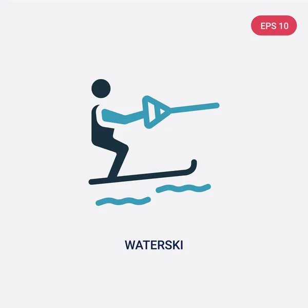 Dos colores icono del vector de esquí acuático del concepto de verano. blu aislado — Archivo Imágenes Vectoriales