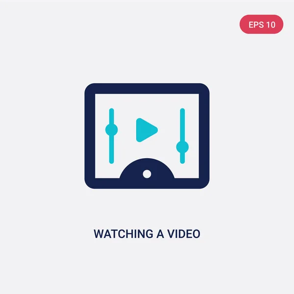 Dwa kolorowe oglądanie wideo na ikonie wektora tabletu z kina c — Wektor stockowy