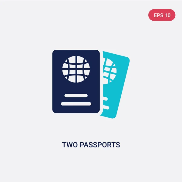공항 터미널 콘셉에서 두 개의 색상 두 여권 벡터 아이콘 — 스톡 벡터