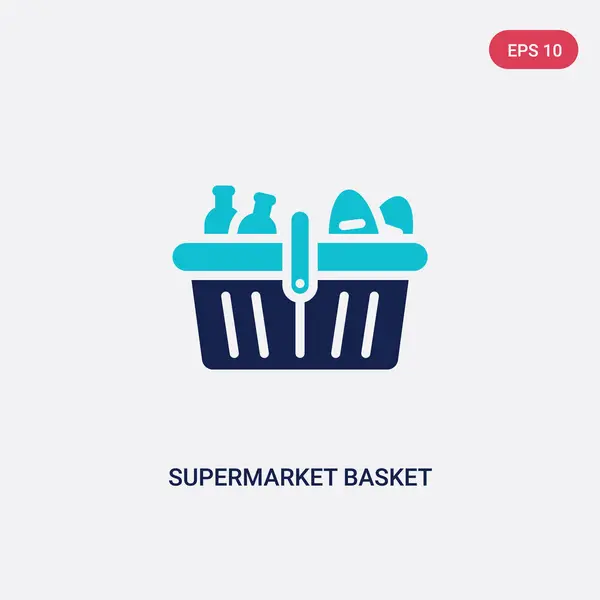 Twee kleur supermarkt basket vector icoon van Commerce concept. — Stockvector