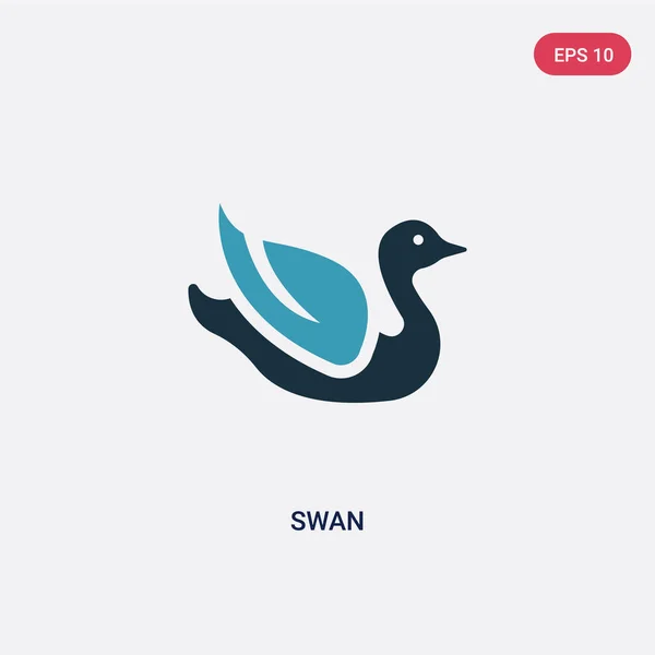 Icono de vector de cisne de dos colores del concepto de animales. azul aislado s — Vector de stock