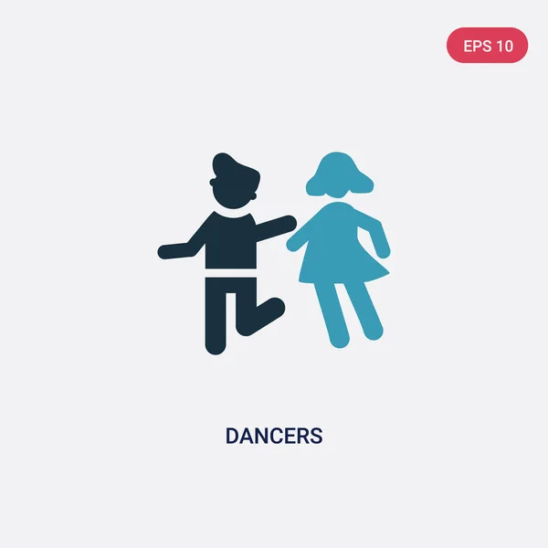 Ícone vetorial de duas dançarinas a cores do conceito de pessoas. azul isolado — Vetor de Stock
