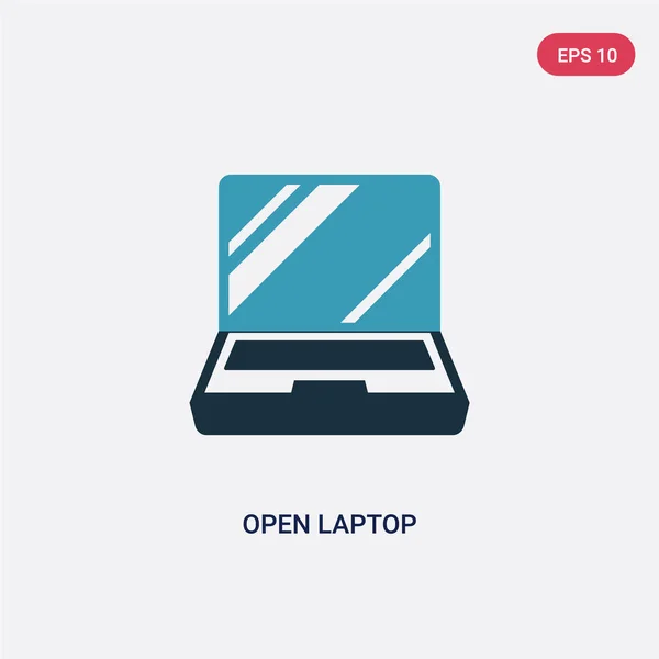 Zweifarbig geöffnetes Laptop-Vektor-Symbol aus Technologiekonzept. Isola — Stockvektor