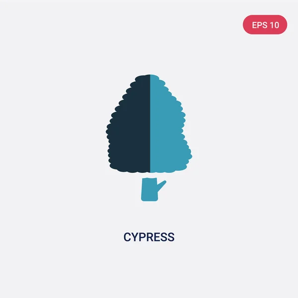 Twee kleur Cypress vector icoon van nature concept. geïsoleerde blauwe — Stockvector