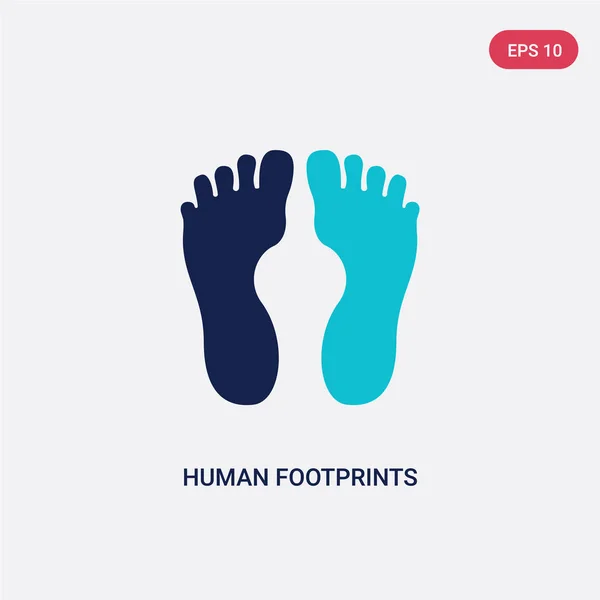 两种颜色人类脚印矢量图标从人体部件con — 图库矢量图片