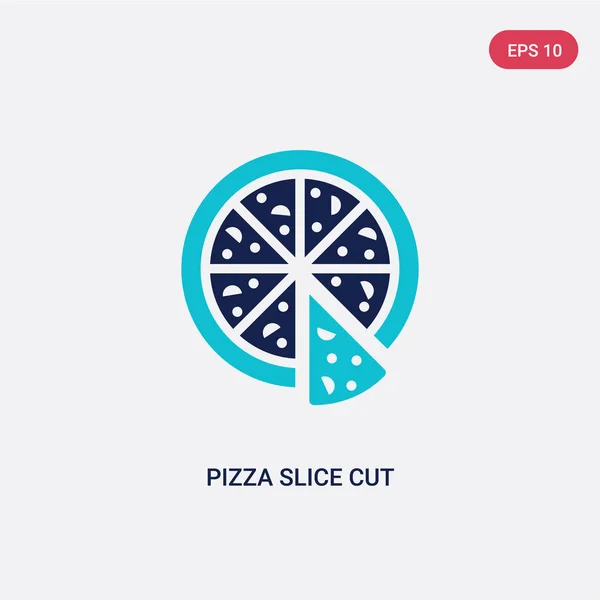 Dos color pizza rebanada icono de vector de corte del concepto de alimentos. aislar — Vector de stock