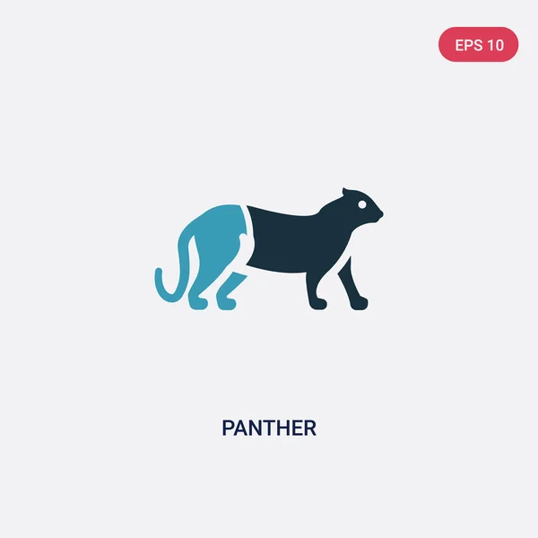 Icône vectorielle de panthère deux couleurs du concept des animaux. blu isolé — Image vectorielle