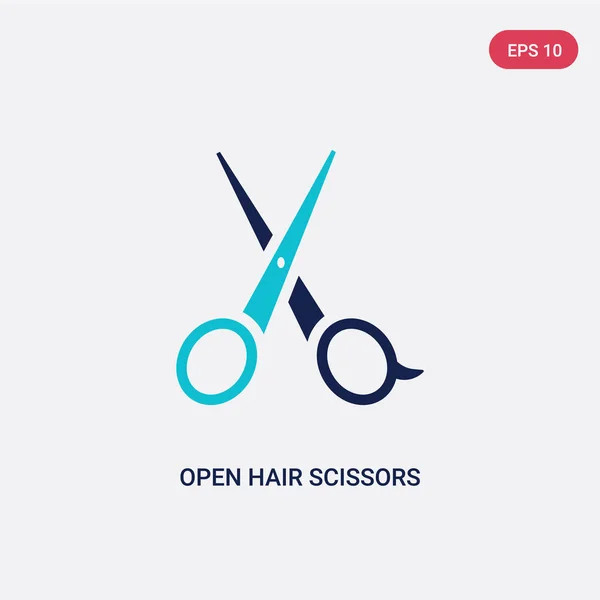 Two color open hair scissors vector icon from beauty concept. is — Wektor stockowy