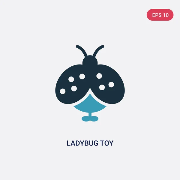 Two color ladybug toy vector icon from toys concept. isolated bl — Stock Vector