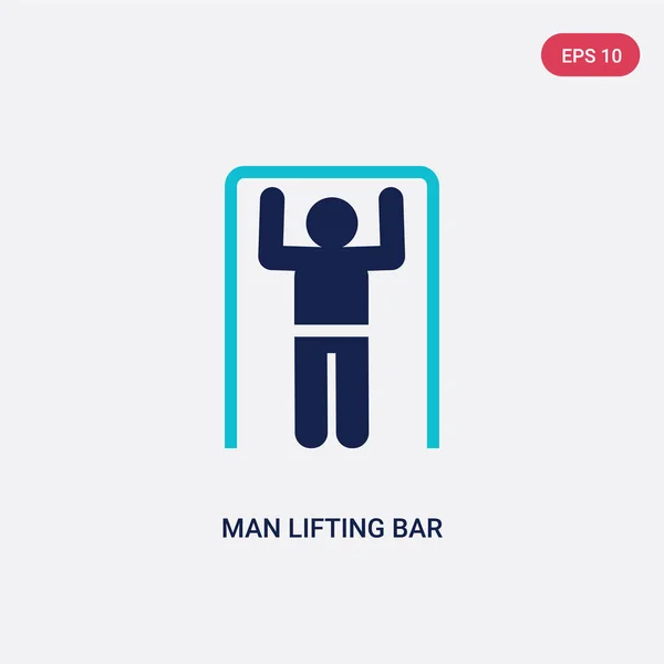 Twee Color man Lifting Bar vector pictogram van gedrags concept. Iso — Stockvector