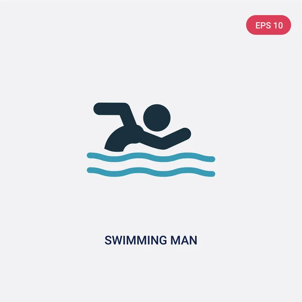 Dos color natación hombre vector icono de concepto deportivo. aislado — Vector de stock