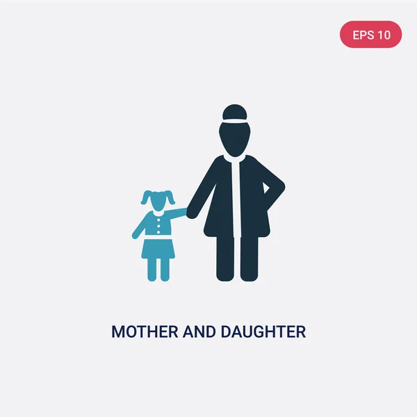 Two color mother and daughter vector icon from people concept. i — Stock Vector