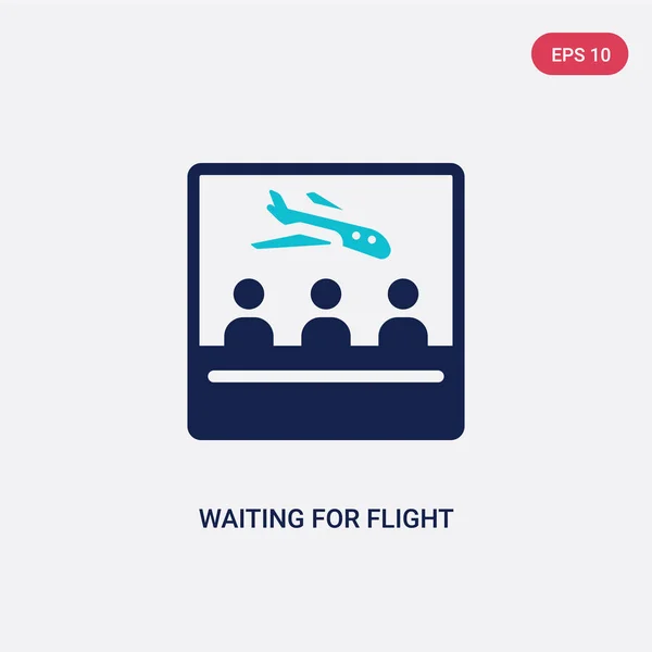 Two color waiting for flight vector icon from airport terminal c — Stock Vector